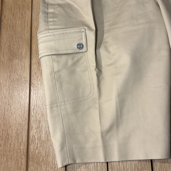 MICHAEL KORS~Size 14~ Tan Bermuda Walking Shorts ~Leather Pocket Zipper ~Women’s - Picture 6 of 15